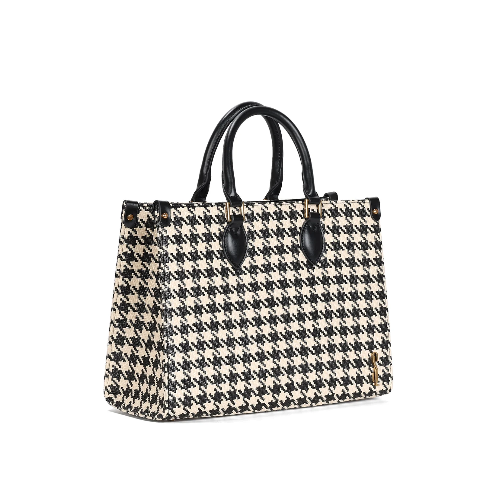 Bolsa Tote Tramado Preta E Branca Alça De Ombro - vista 3 de 4