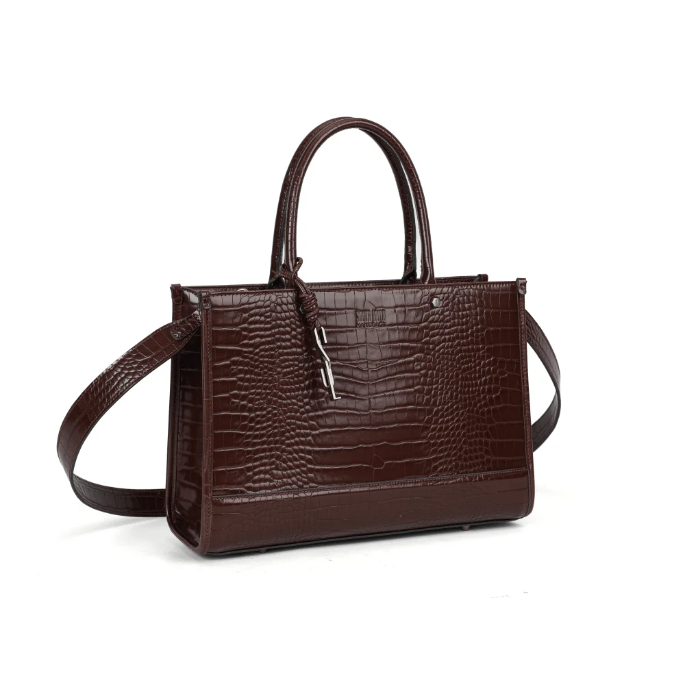 Bolsa Tote Croco Marrom Dark Cocoa Duas Alças - vista 2 de 7
