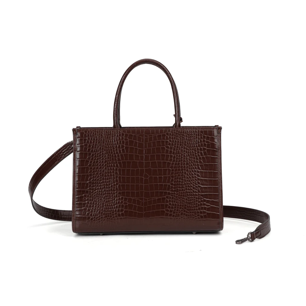 Bolsa Tote Croco Marrom Dark Cocoa Duas Alças - vista 5 de 7