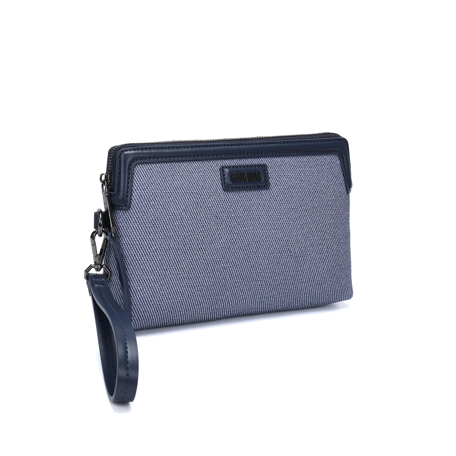 Clutch Canvas Azul Alça De Mão - vista 2 de 5