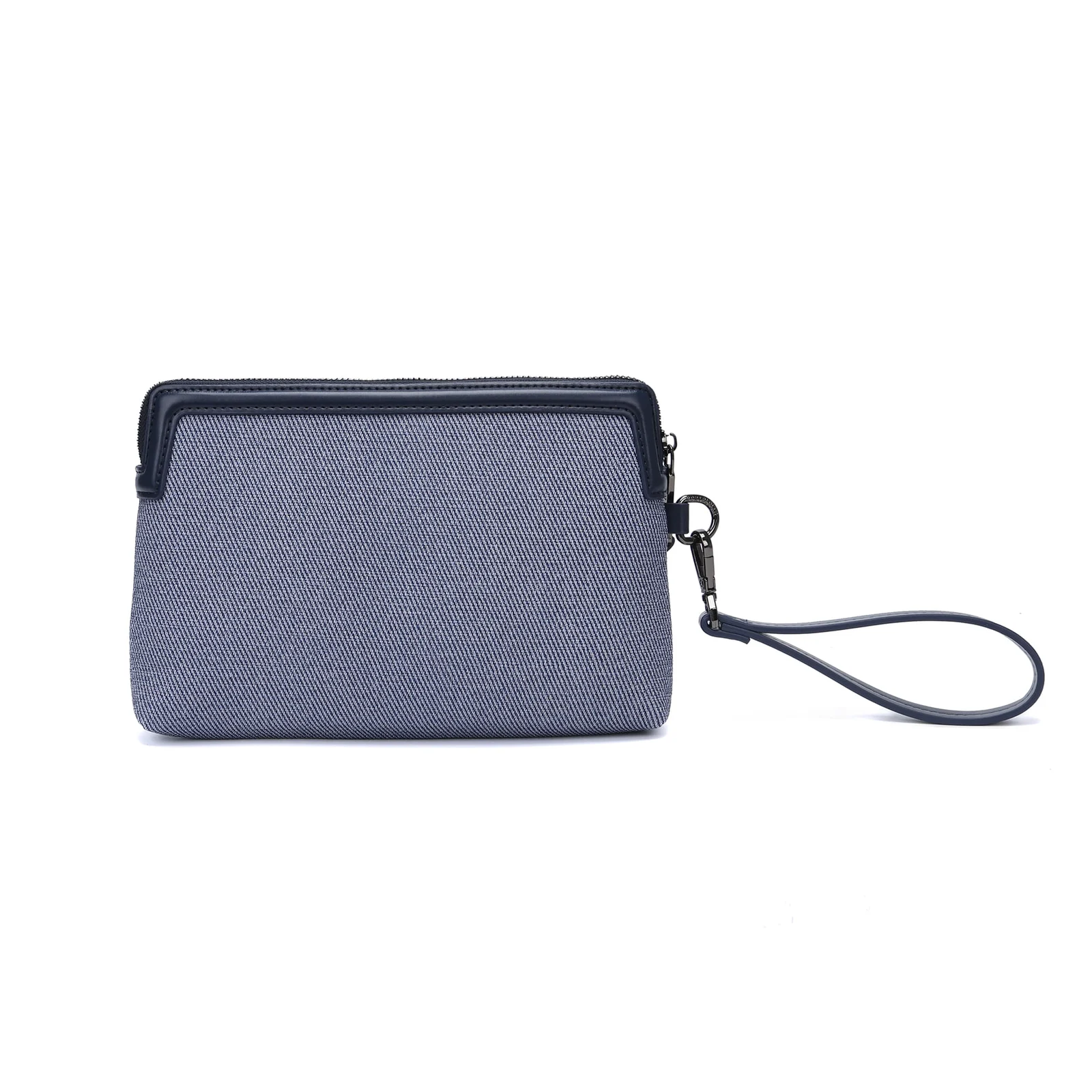 Clutch Canvas Azul Alça De Mão - vista 3 de 5