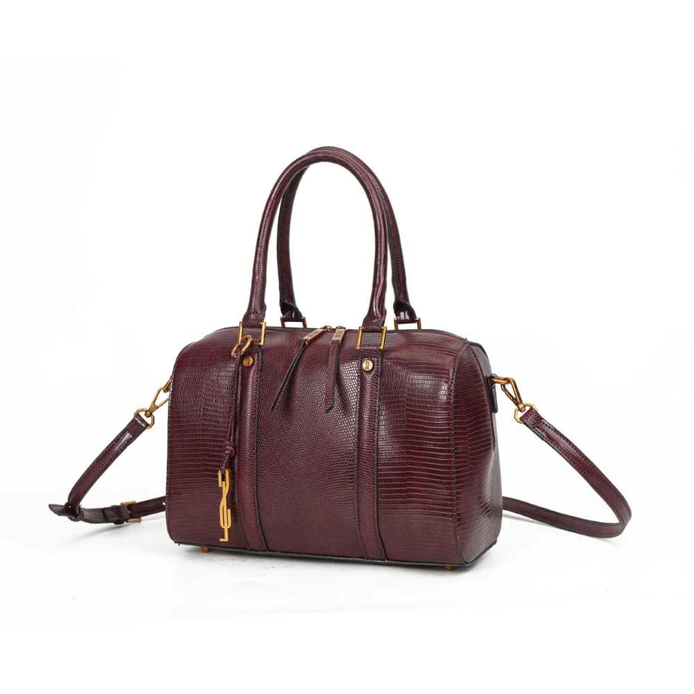 Bolsa Bau Lizard Vermelho Merlot Alça Transversal - vista 3 de 4