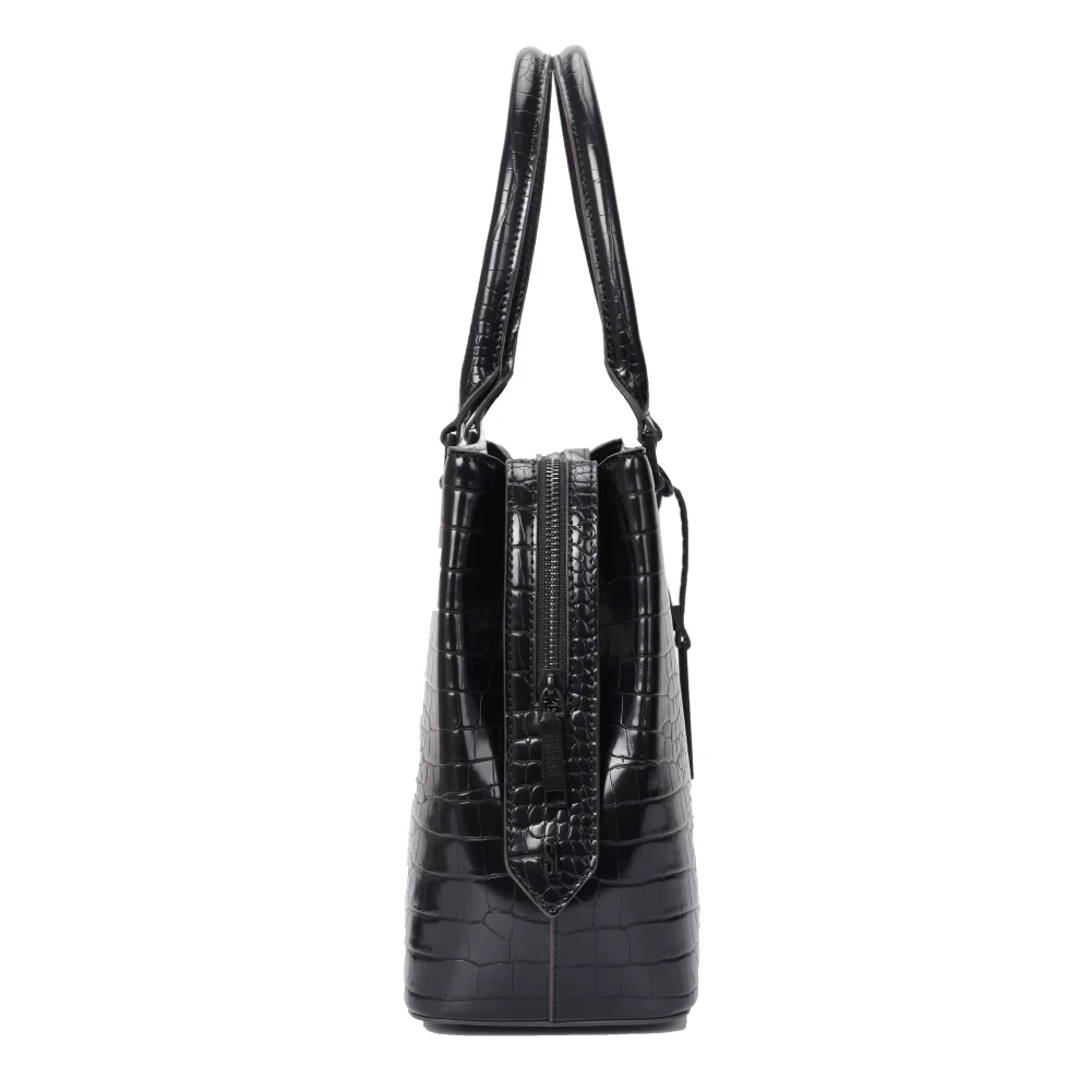 Bolsa Tote Croco Preta Duas Alças - vista 3 de 6
