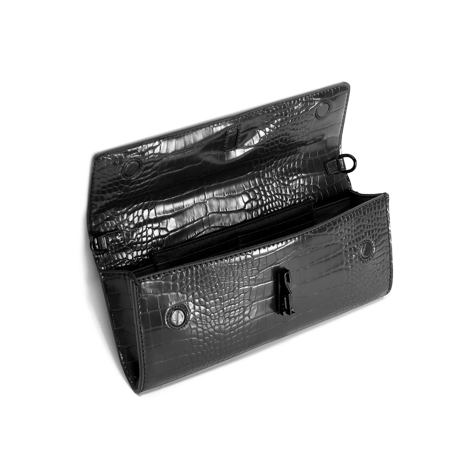 Bolsa Croco Preta Duas Alças - vista 3 de 3