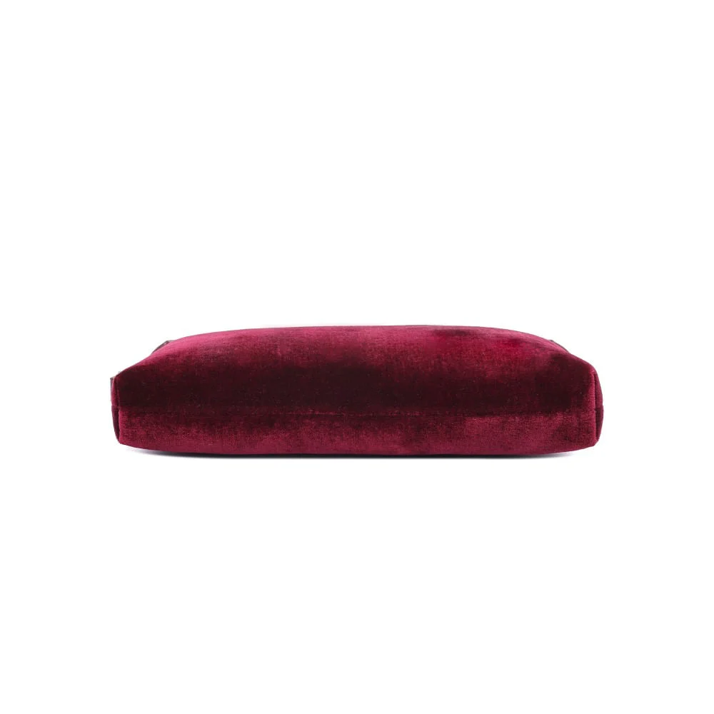 Clutch Veludo Vermelho Merlot Alça De Mão - vista 4 de 5