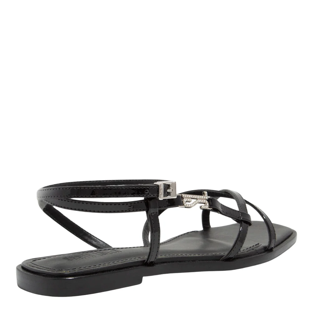 Rasteira Verniz Glossy Preta Bico Quadrado - vista 3 de 4