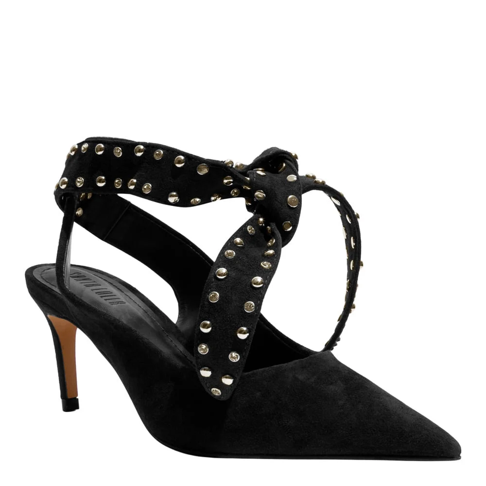 Scarpin Couro Camurça Premium Preto Bico Fino - vista 2 de 3