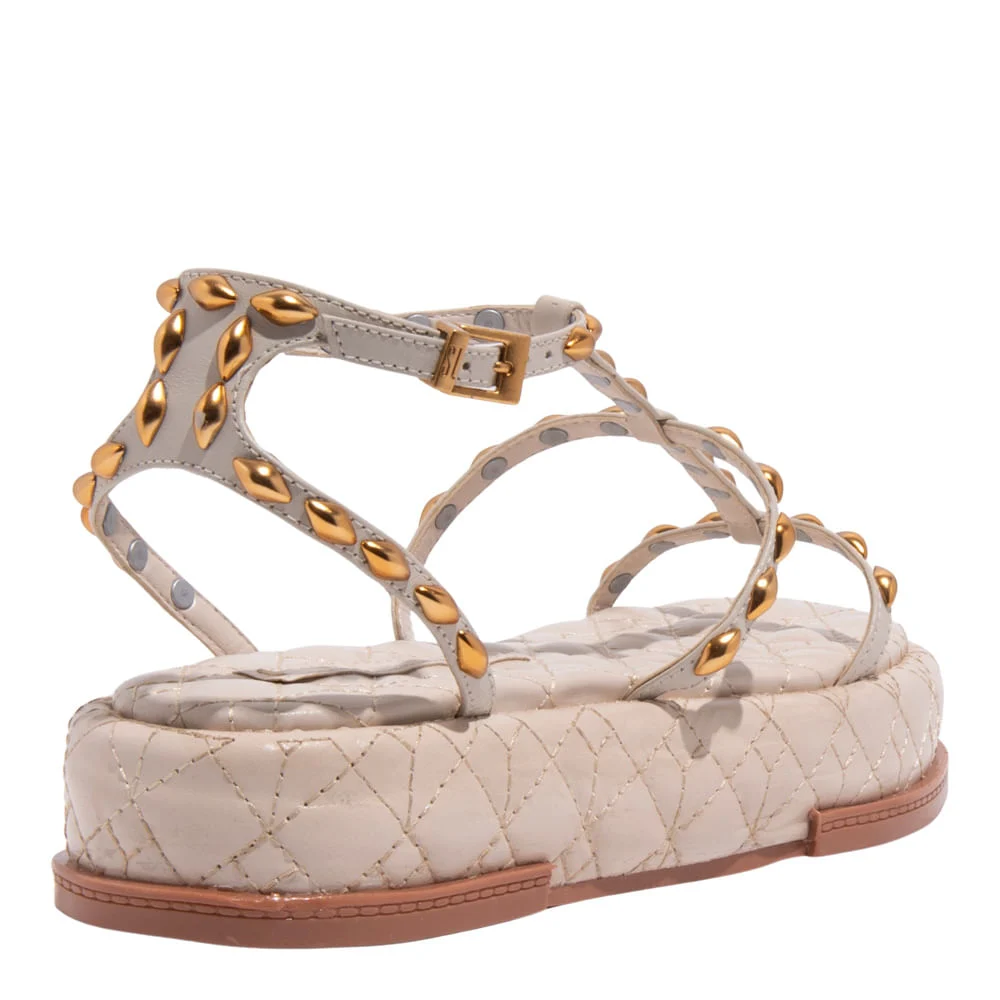 Sandália Papete Couro Confort Off White - vista 3 de 4