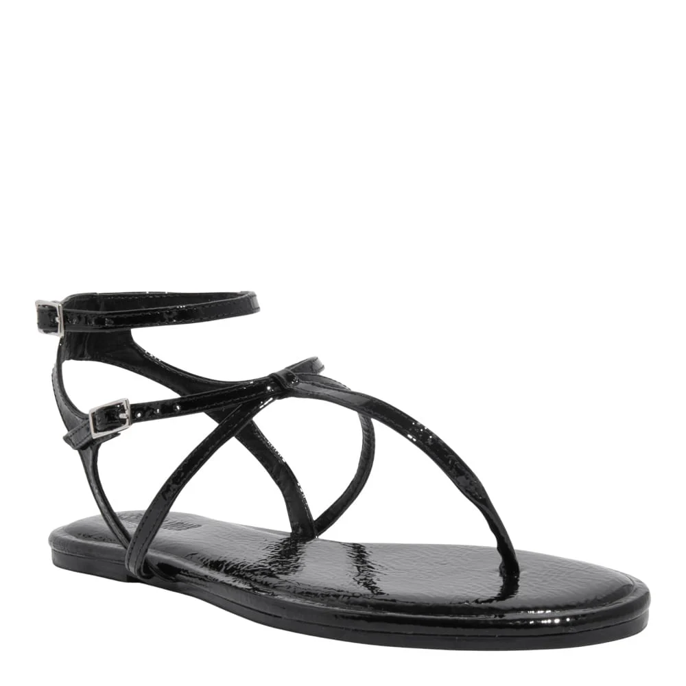 Rasteira Verniz Glossy Preto Bico Redondo - vista 2 de 4