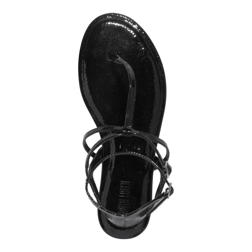 Rasteira Verniz Glossy Preto Bico Redondo - vista 4 de 4