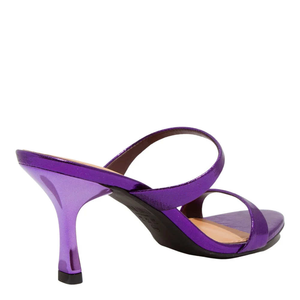 Mule Couro Metalizado Roxo Salto Fino - vista 5 de 5