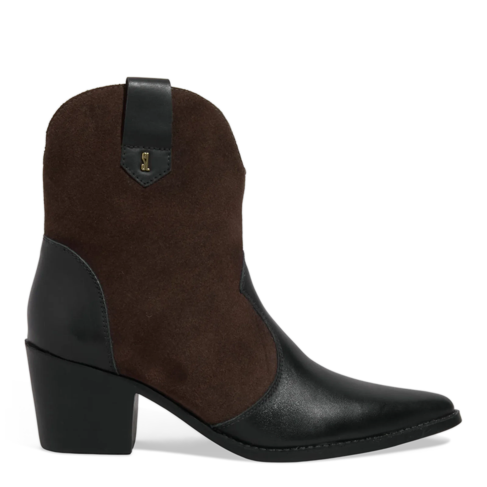 Bota Western Couro Camurça Salto Grosso Marrom - vista 1 de 3