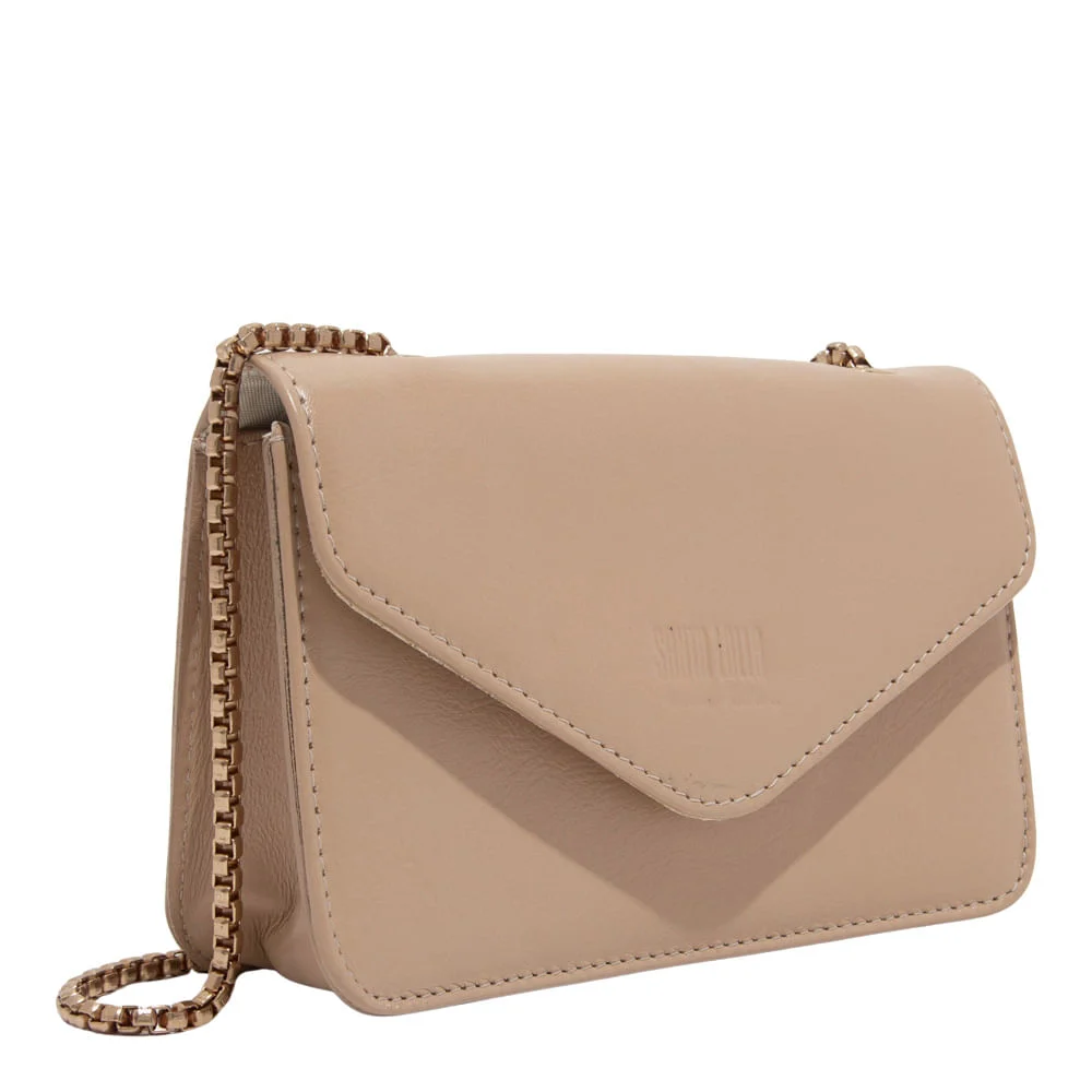 Bolsa Envelope Couro Soft Bege Alça Transversal - vista 2 de 3