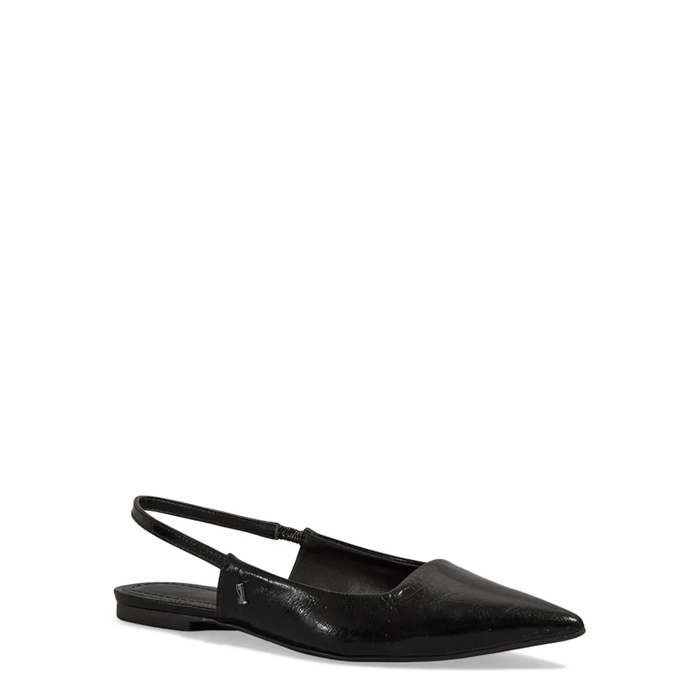 Sapatilha Slingback Metalizada Preta Bico Fico - vista 2 de 4