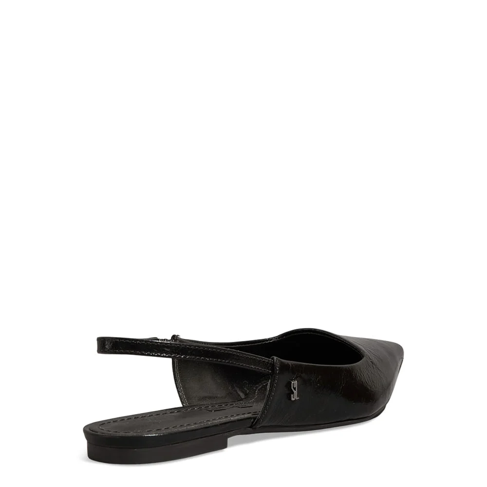 Sapatilha Slingback Metalizada Preta Bico Fico - vista 3 de 4