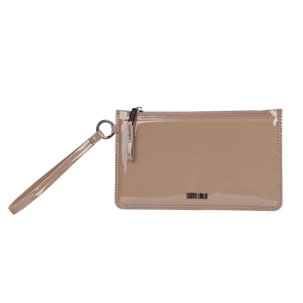 Clutch Pequena Verniz Bege Alça De Mão - vista 2 de 7
