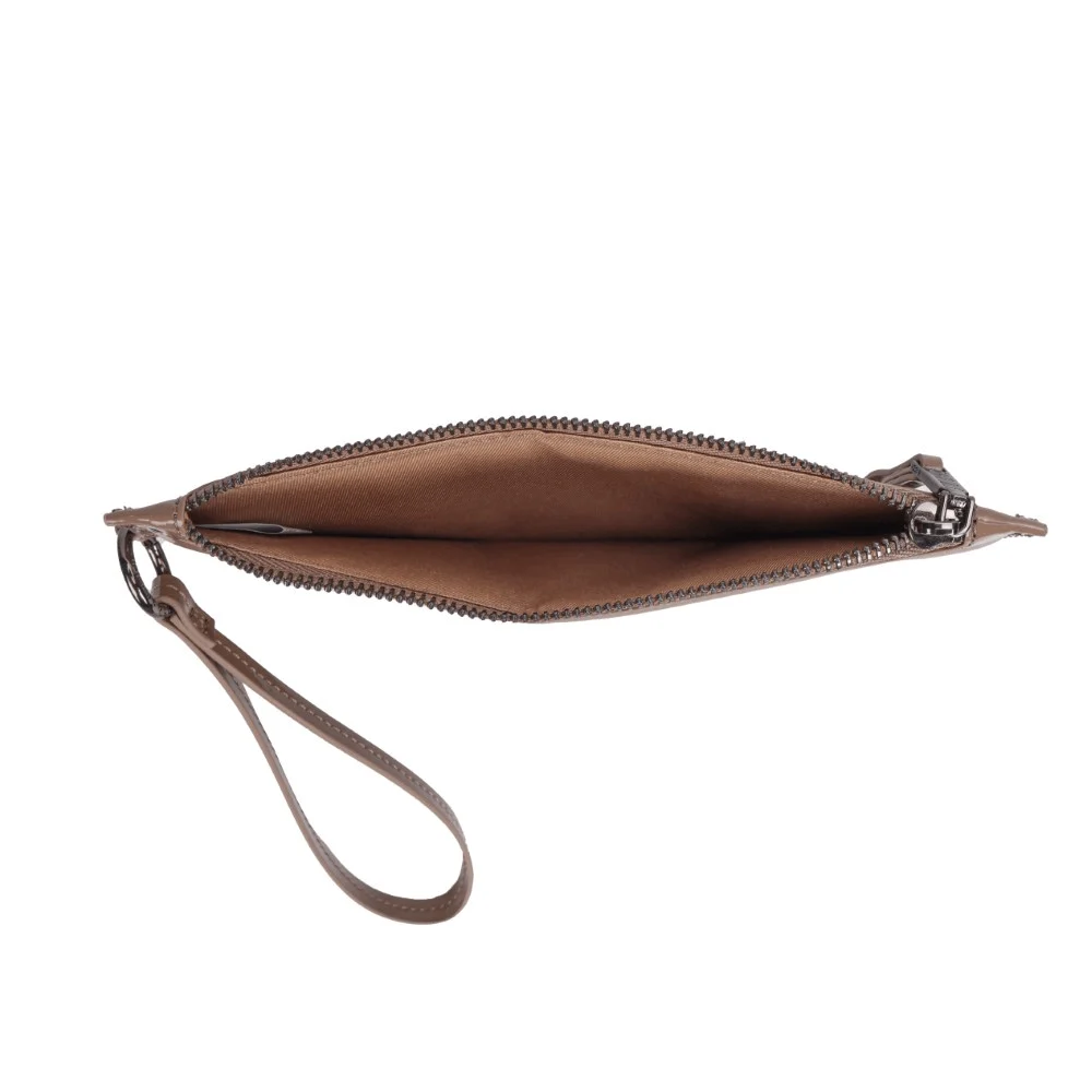 Clutch Pequena Verniz Bege Alça De Mão - vista 4 de 7
