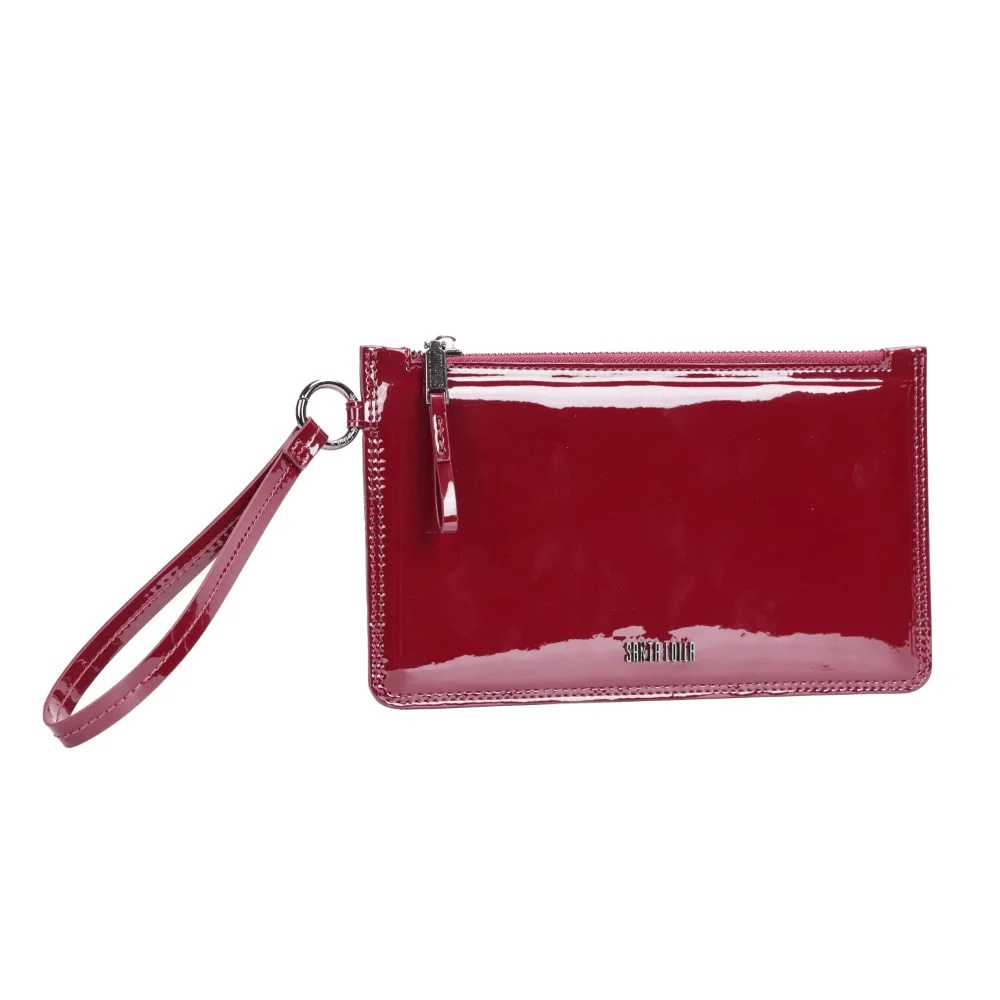 Clutch Pequena Verniz Vermelha Alça De Mão - vista 2 de 7