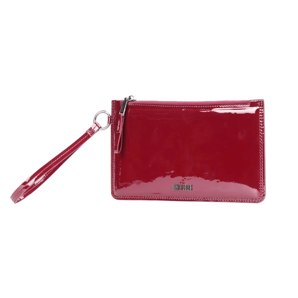 Clutch Pequena Verniz Vermelha Alça De Mão - vista 3 de 7