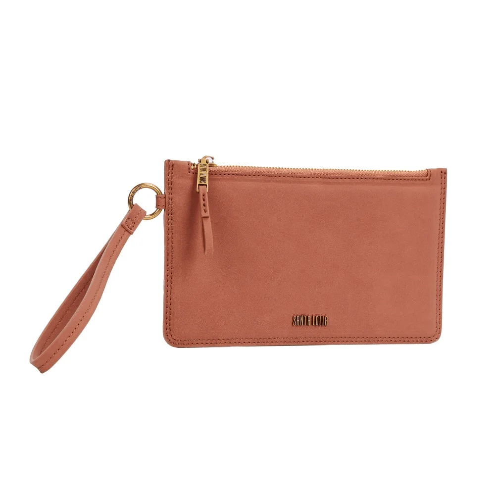 Clutch Pequena Camurça Marrom Alça De Mão - vista 2 de 8