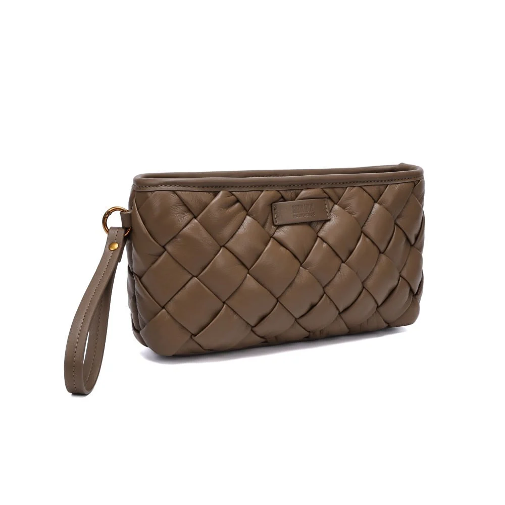 Clutch Pequena Soft Cinza Alça De Mão - vista 2 de 5