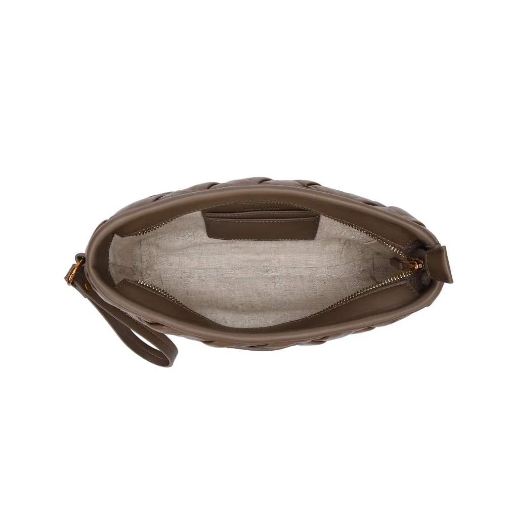 Clutch Pequena Soft Cinza Alça De Mão - vista 4 de 5
