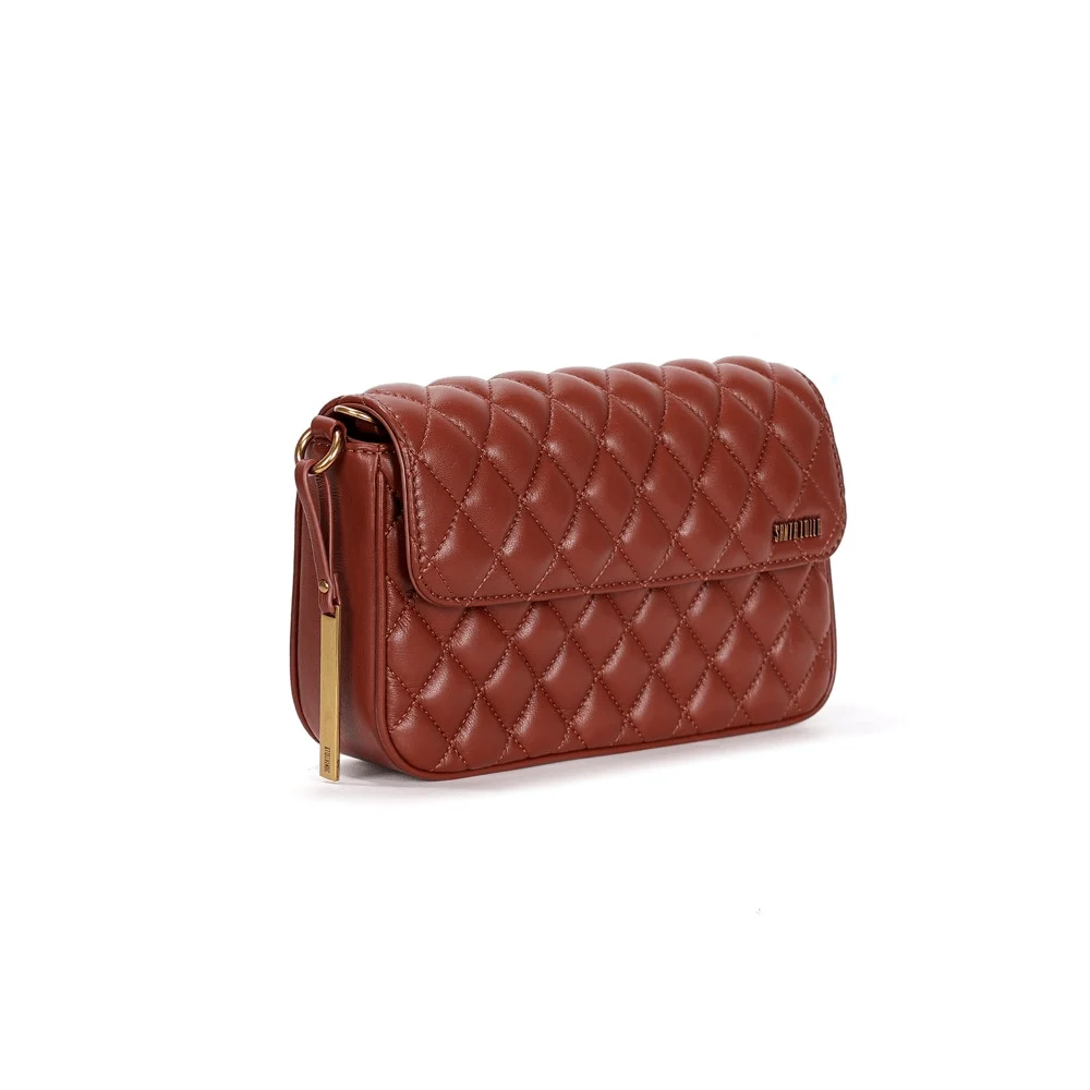 Bolsa Matelassê Soft Marrom Alça Transversal Corrente - vista 2 de 4