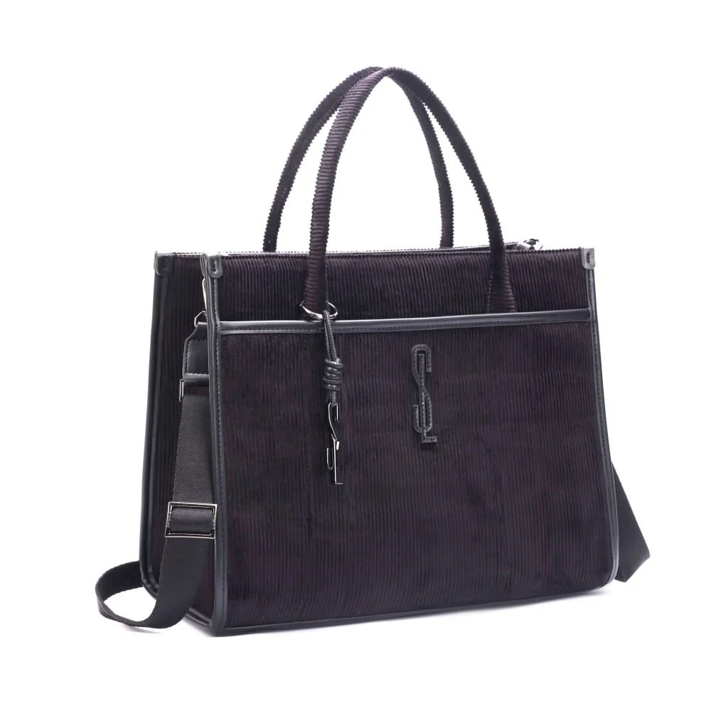 Bolsa Veludo Preta Alça Dupla - vista 2 de 9