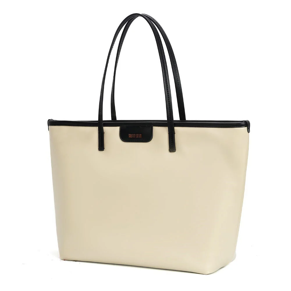 Bolsa Shopper Universitária Verniz Glossy Preta E Off White - vista 3 de 7