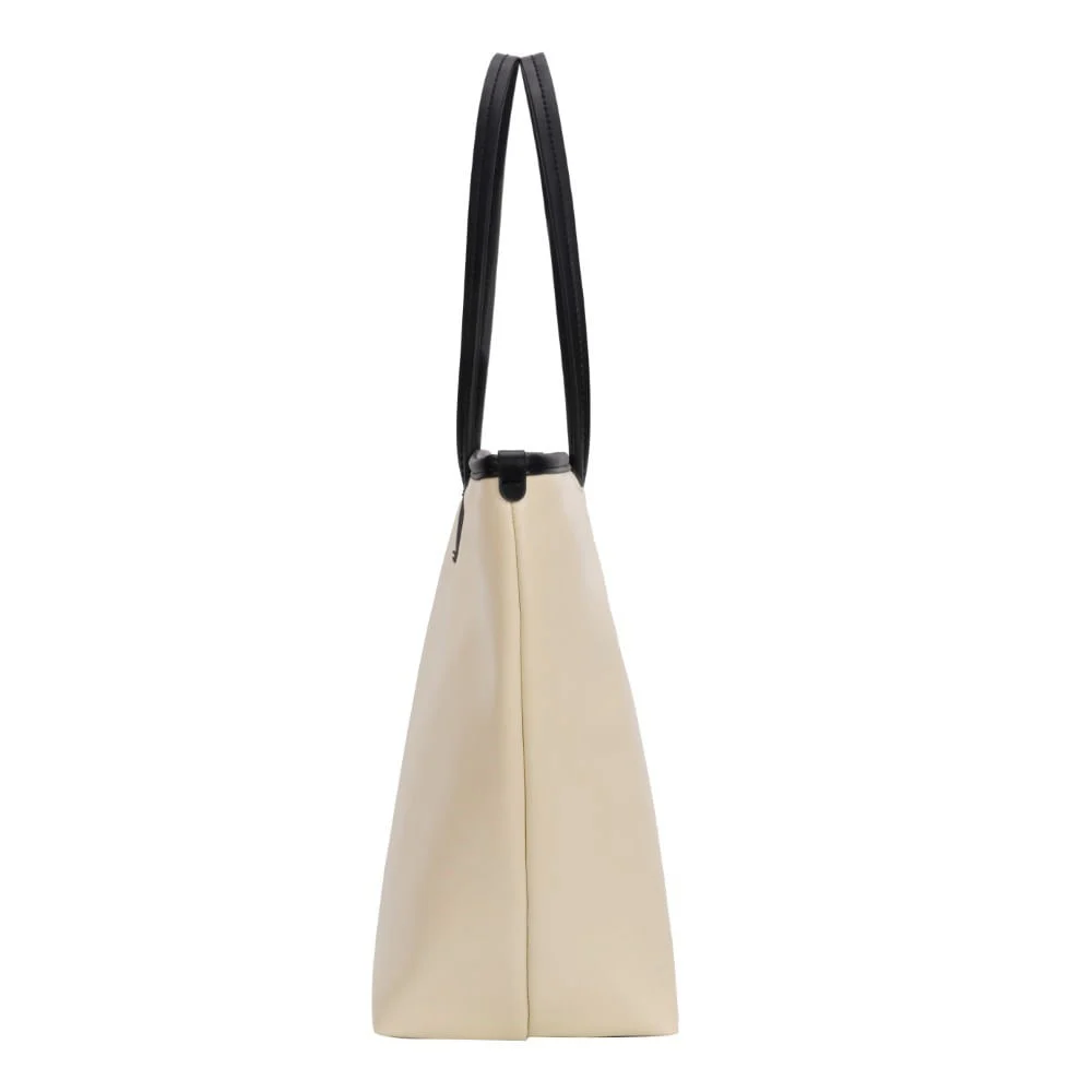Bolsa Shopper Universitária Verniz Glossy Preta E Off White - vista 4 de 7