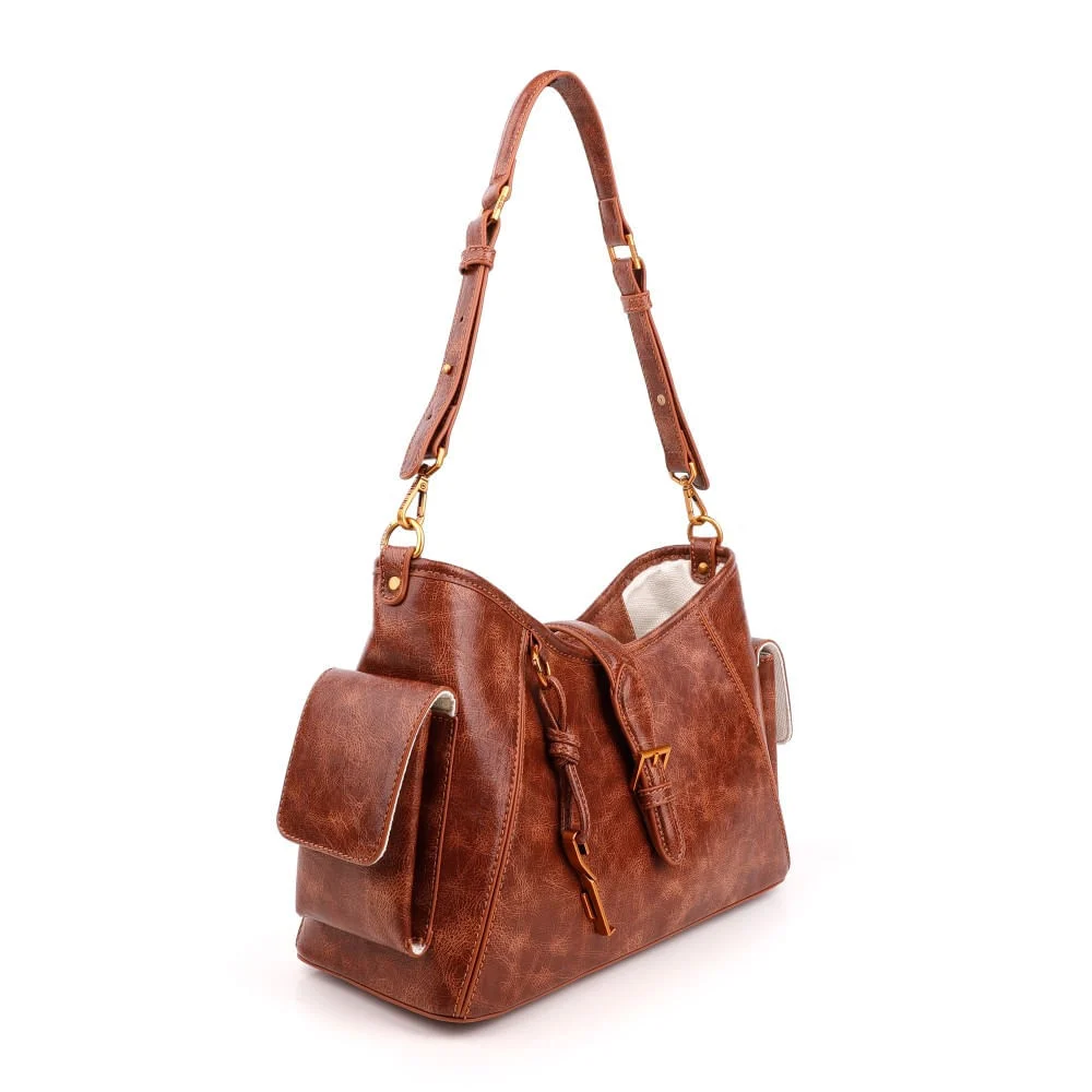 Bolsa Rustica Marrom Alça De Ombro - vista 3 de 6