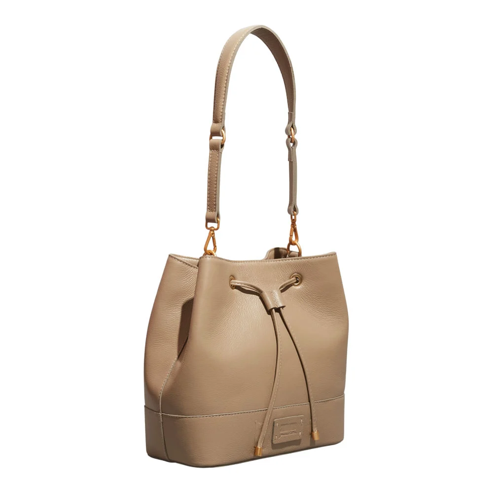 Bolsa Couro Floater Bege Alça De Ombro - vista 2 de 3