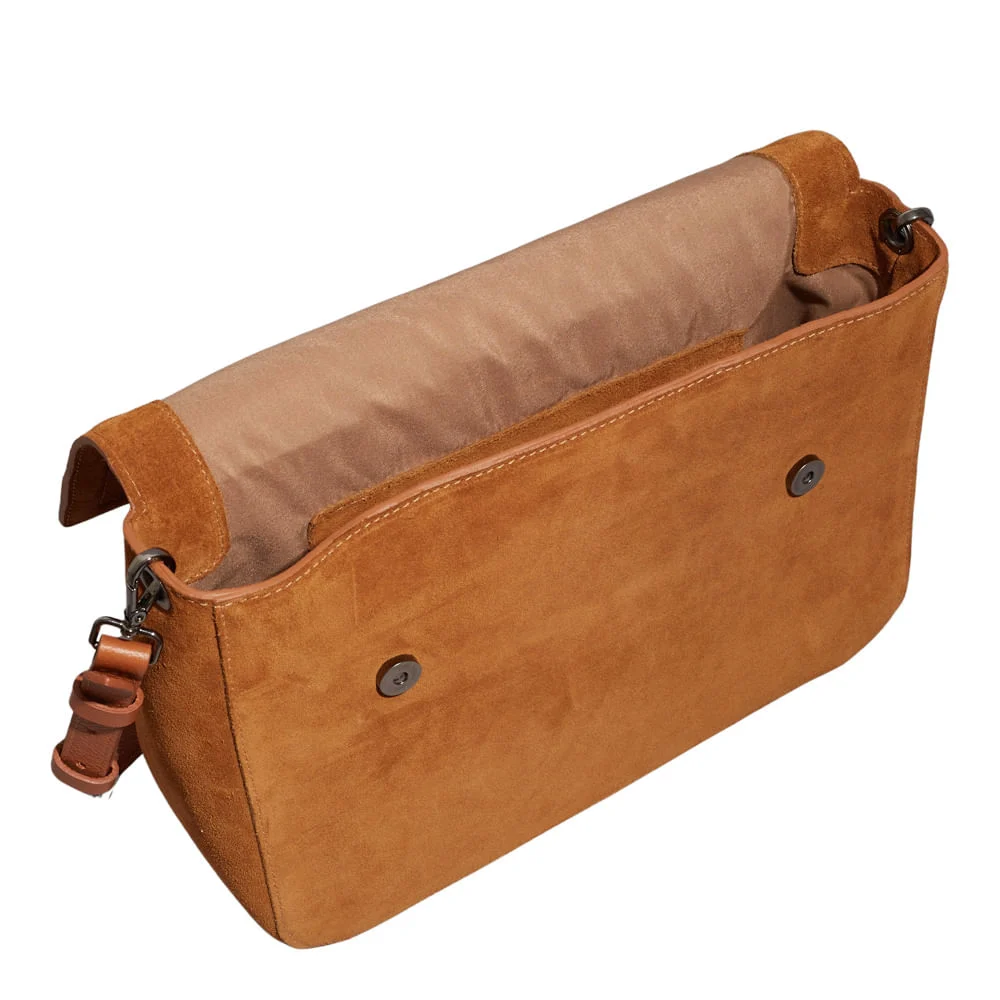 Bolsa Couro Camurça Caramelo Alça De Ombro - vista 3 de 3