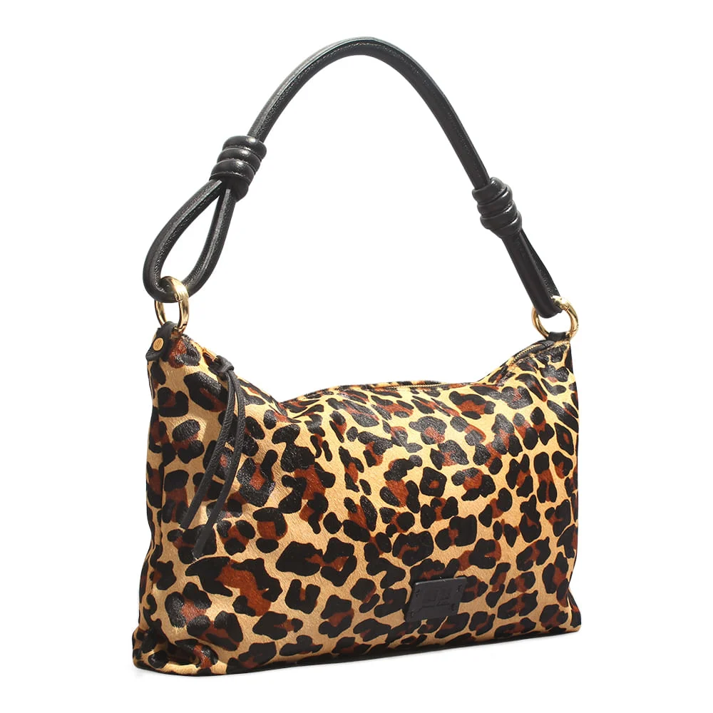 Bolsa Couro Estampa Animal Print Pelo Onça Alça De Ombro - vista 2 de 3