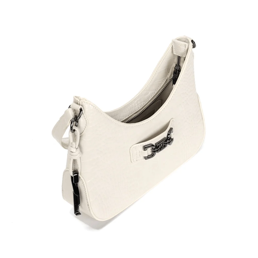 Bolsa Baguete Croco Off White Alça De Ombro - vista 3 de 3