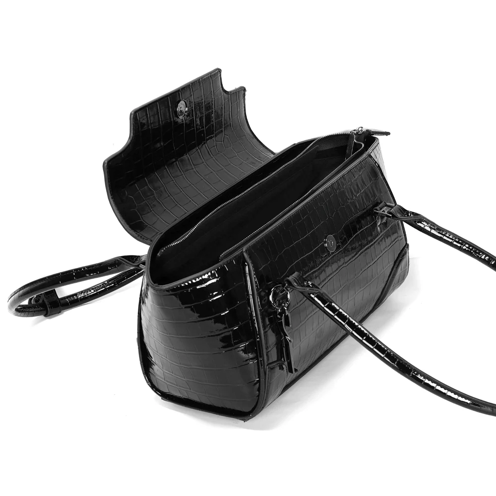 Bolsa Croco Preta Alça De Ombro - vista 4 de 4