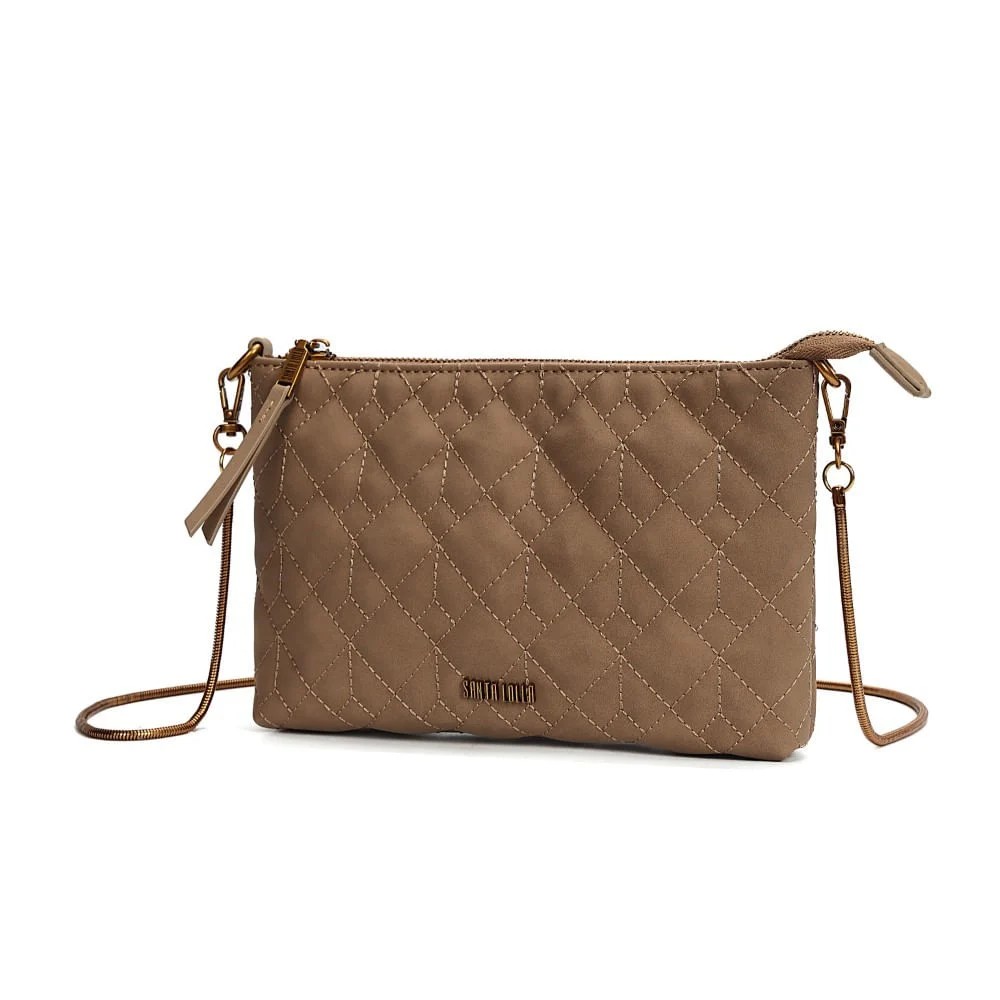 Bolsa Pequena Camurça Marrom Claro Alça Transversal - vista 2 de 6