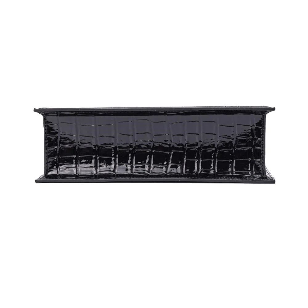 Bolsa Tote Pequena Croco Preta Alça Dupla - vista 7 de 8