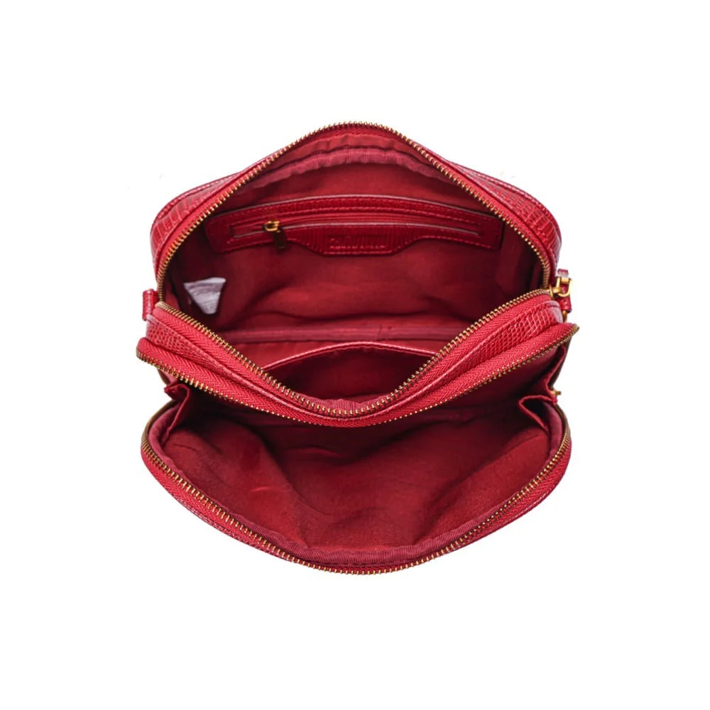 Bolsa Pequena Material Lizard Vermeha Alça Transversal - vista 4 de 6