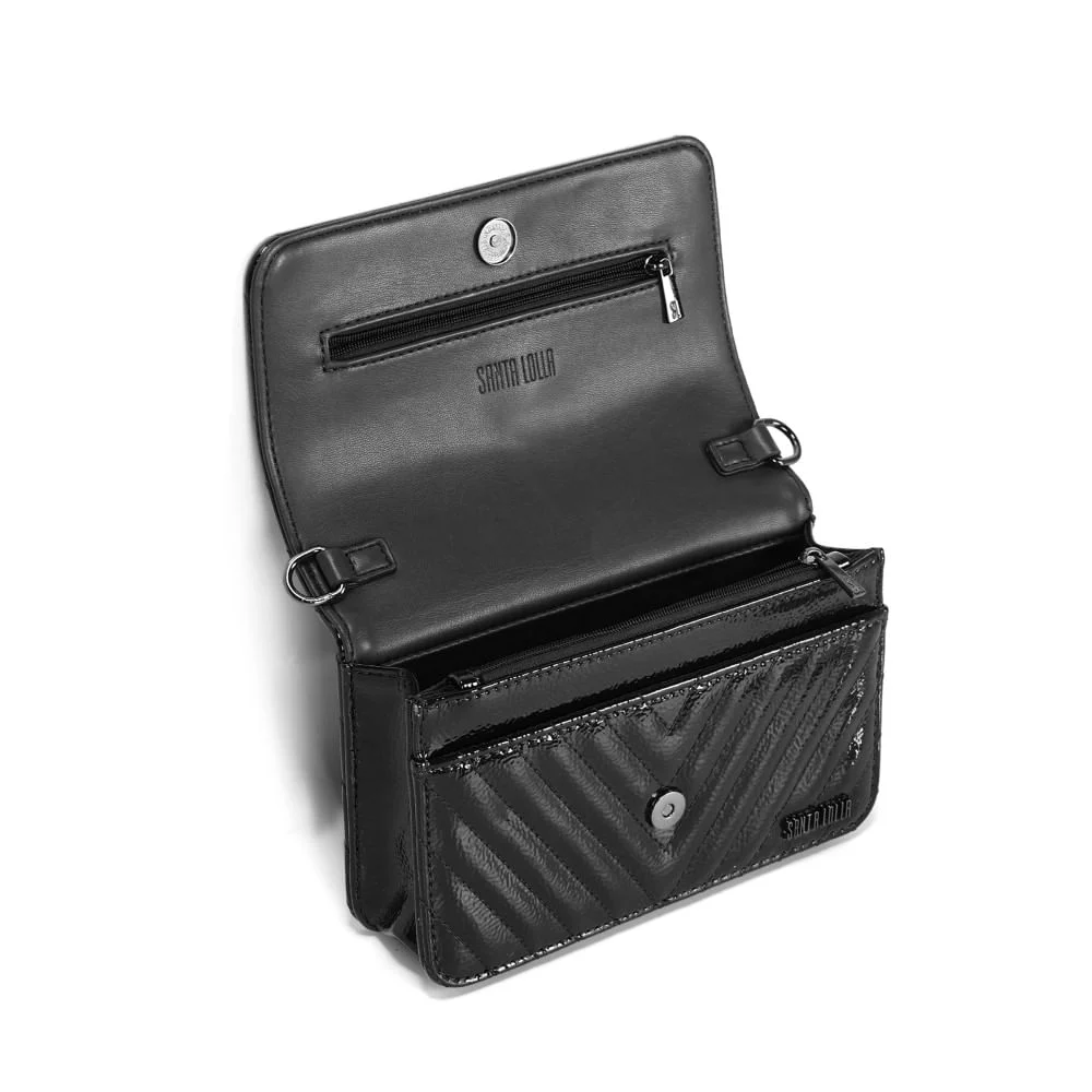 Bolsa Pequena Verniz Glossy Preto Alça Transversal - vista 3 de 3