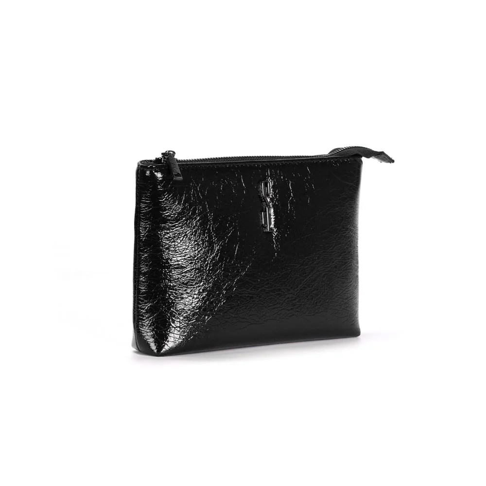 Bolsa Pequena Verniz Glossy Preta Alça Transversal - vista 2 de 3