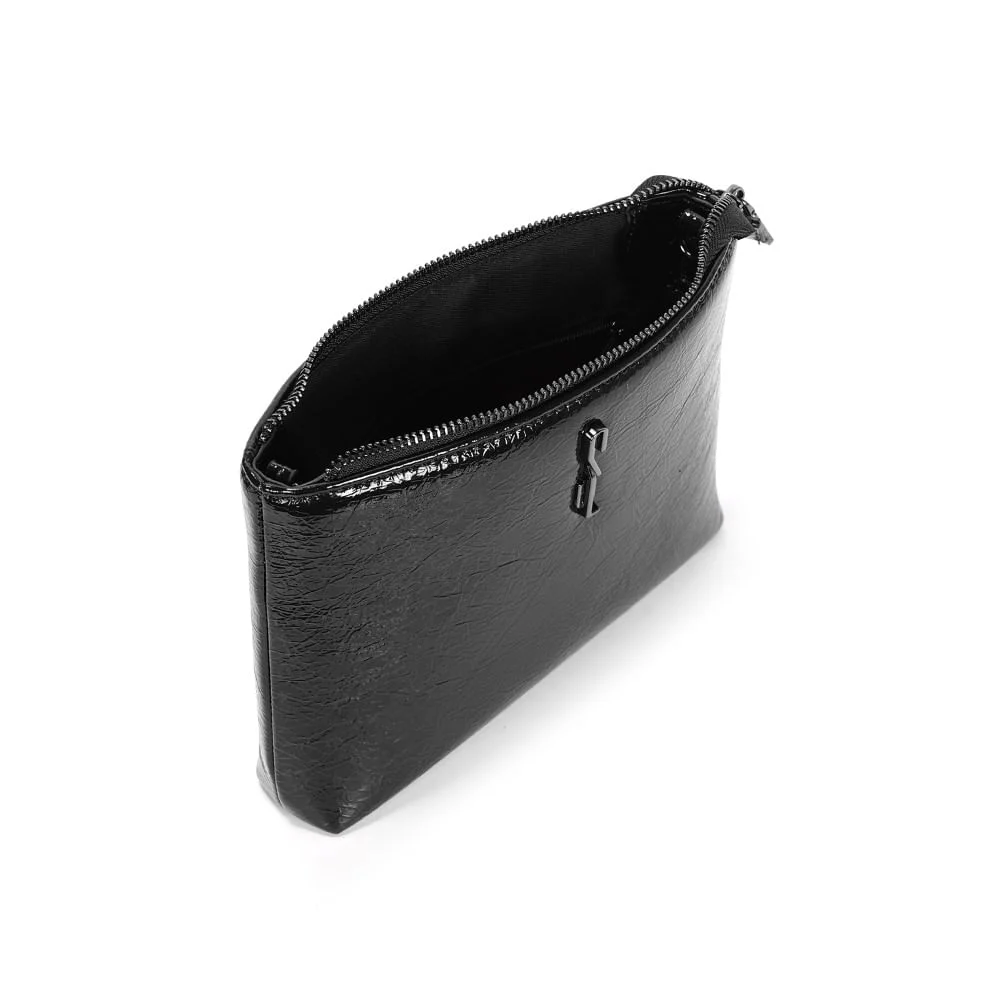 Bolsa Pequena Verniz Glossy Preta Alça Transversal - vista 3 de 3