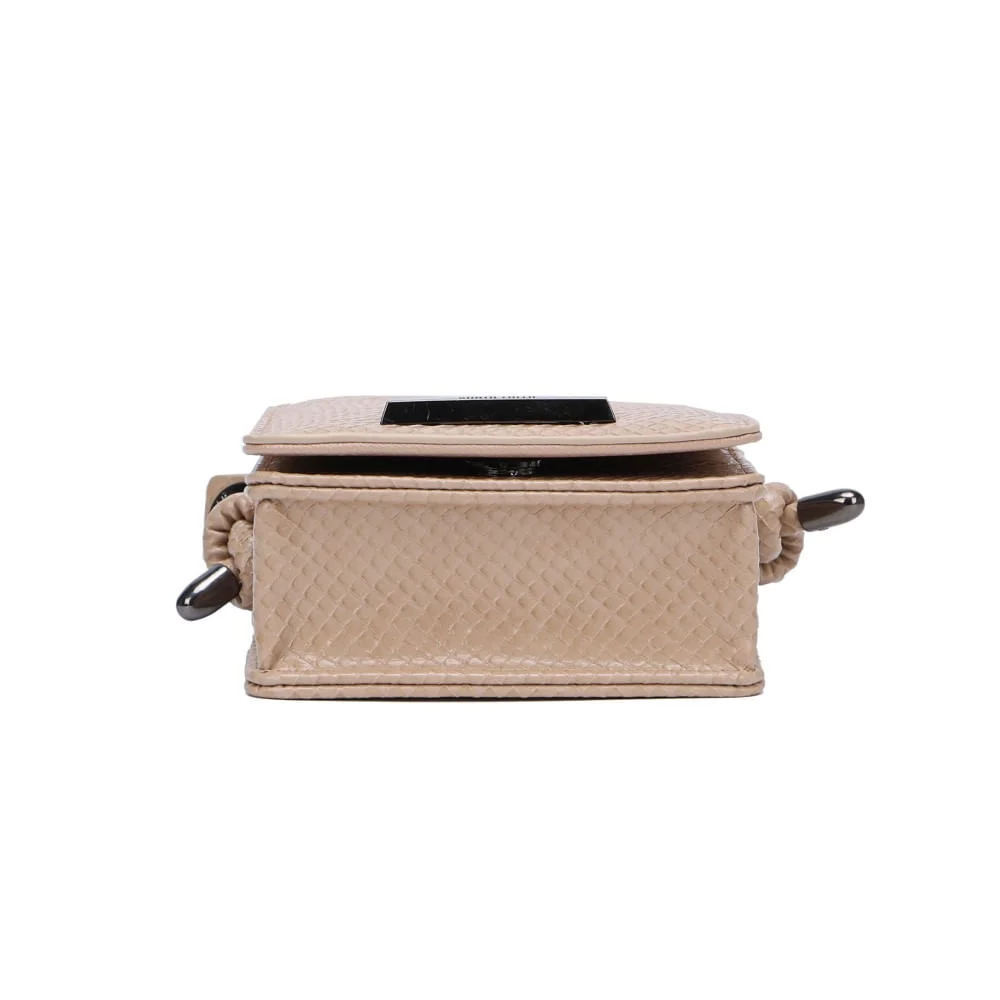 Bolsa Porta Celular Texturizada Cobra Bege Alça Transversal - vista 4 de 5