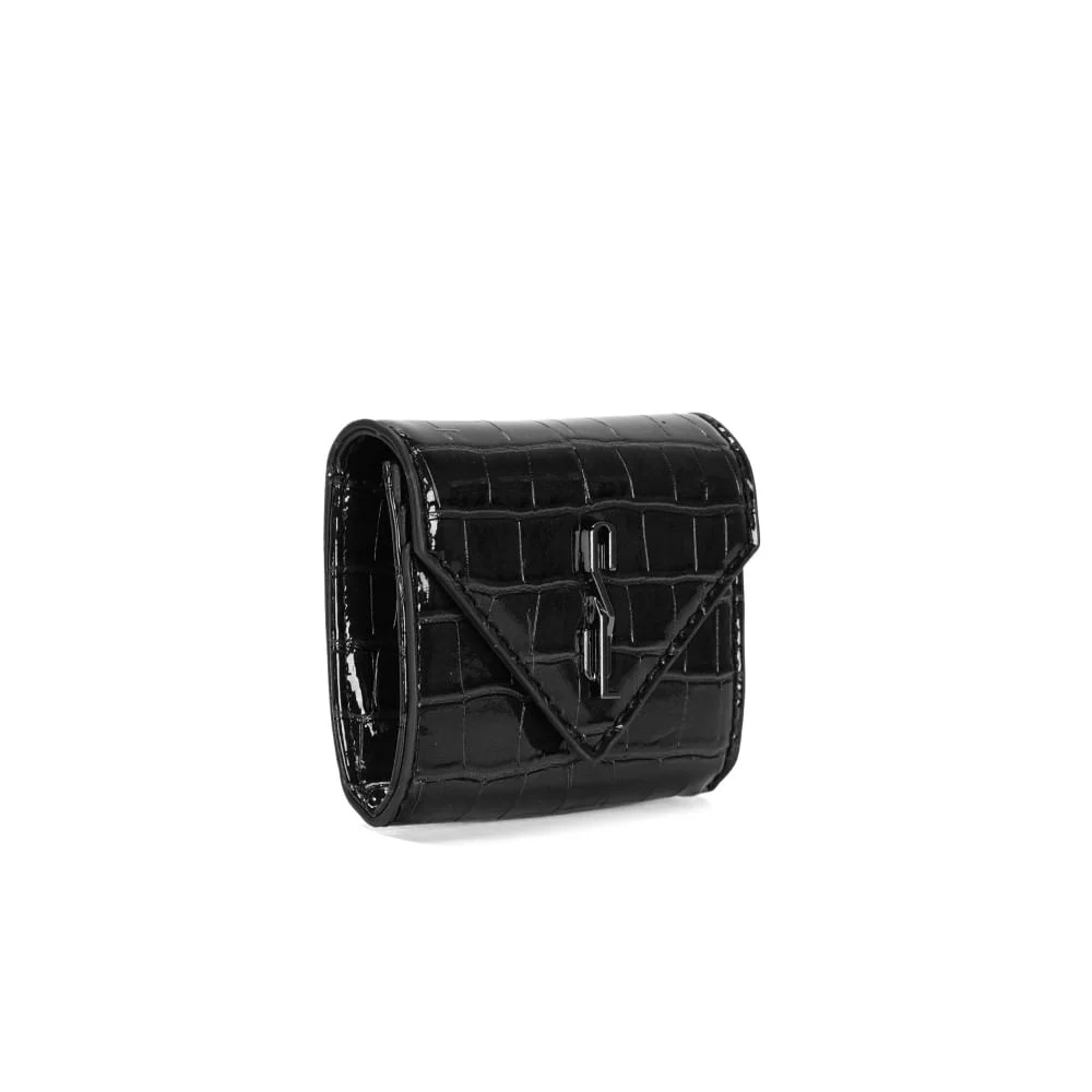 Porta cartao material croco preto 2 - vista 2 de 3
