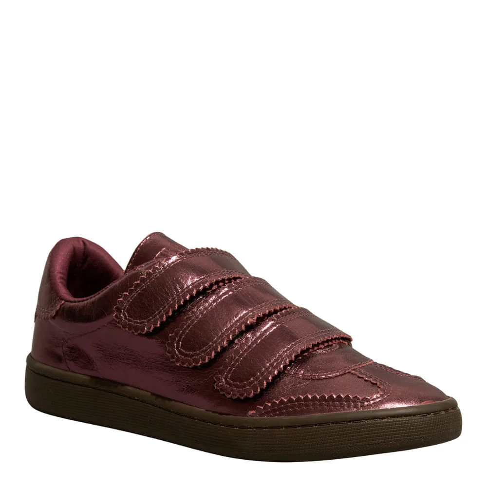 Tênis Velcro Couro Metalizado Marsala - vista 2 de 4