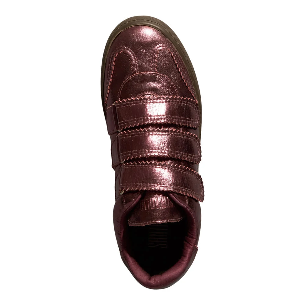 Tênis Velcro Couro Metalizado Marsala - vista 3 de 4