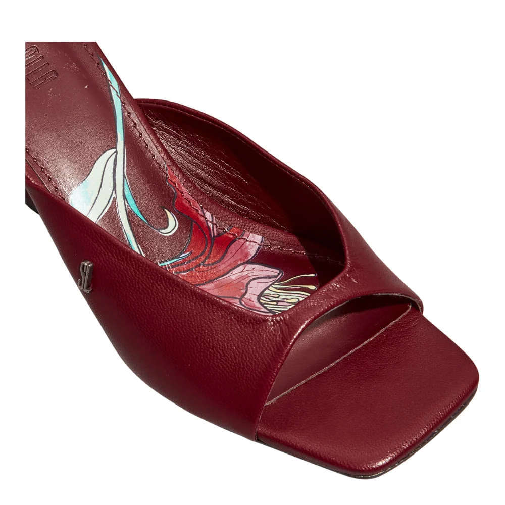 Mule Couro Pelica Soft Vermelho Bordô Salto Anabela - vista 3 de 4