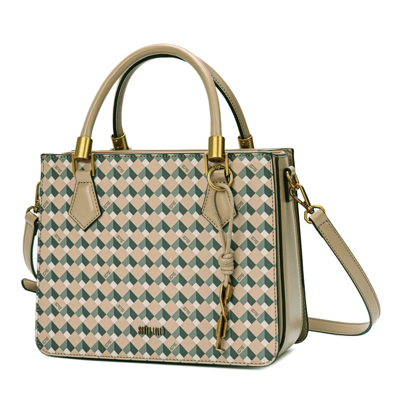 Bolsa Risco Cubos Areia - vista 2 de 5
