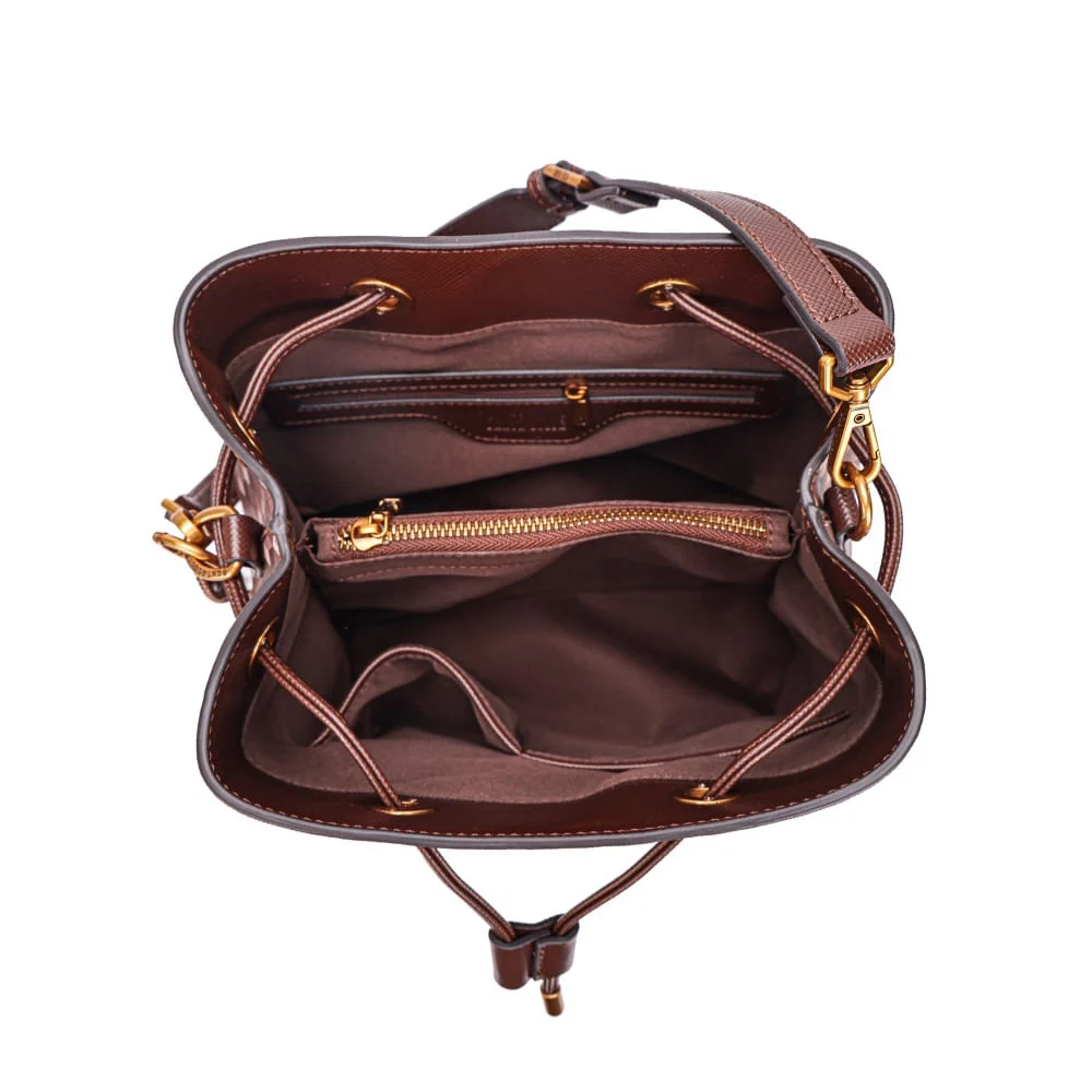 Bolsa Bucket Risco Cubos Marrom Duas Alças - vista 4 de 6