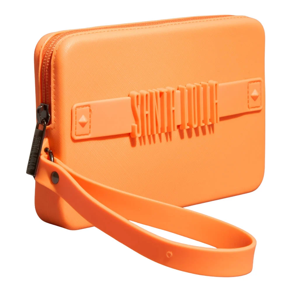 Clutch Borracha Laranja Alça De Mão - vista 2 de 4
